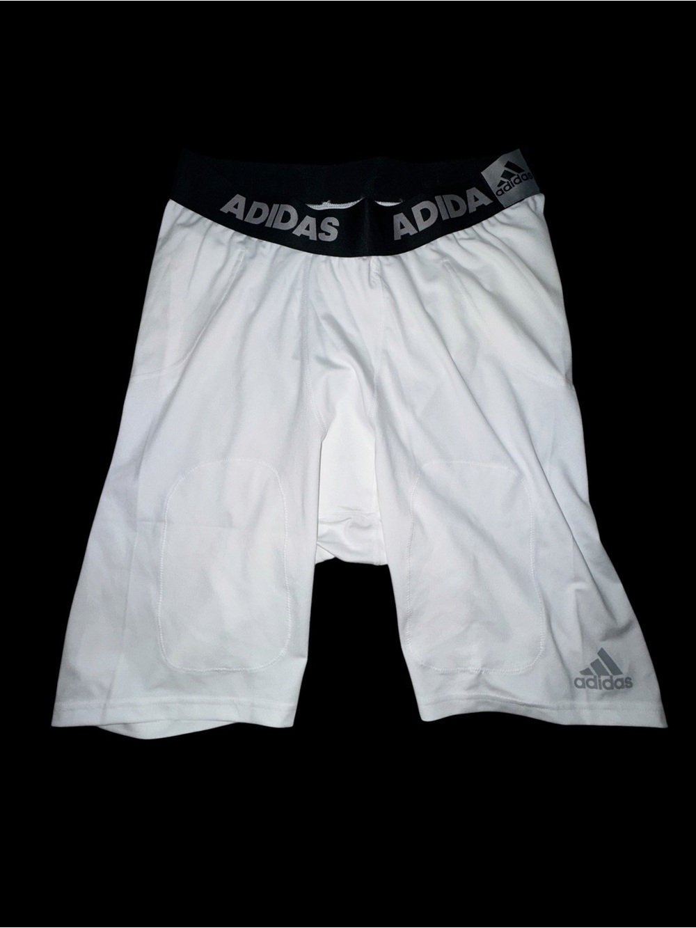 New adidas White Men's Padded Compression Shorts with pockets for pads/cup